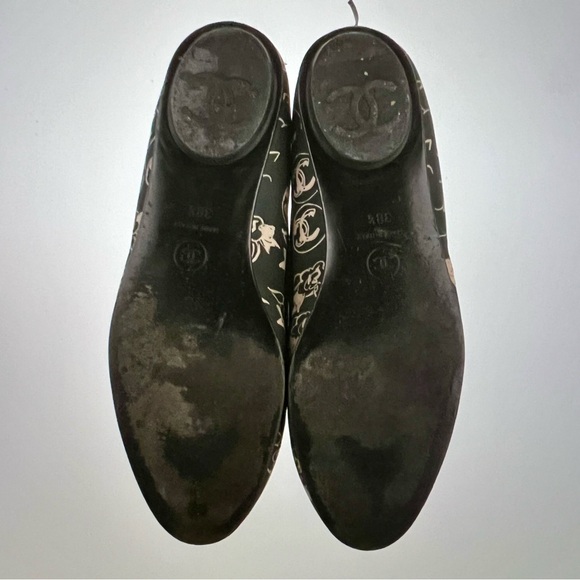 CHANEL Vintage Interlocking CC Logo pattern print green Ballet Flats - Picture 6 of 12